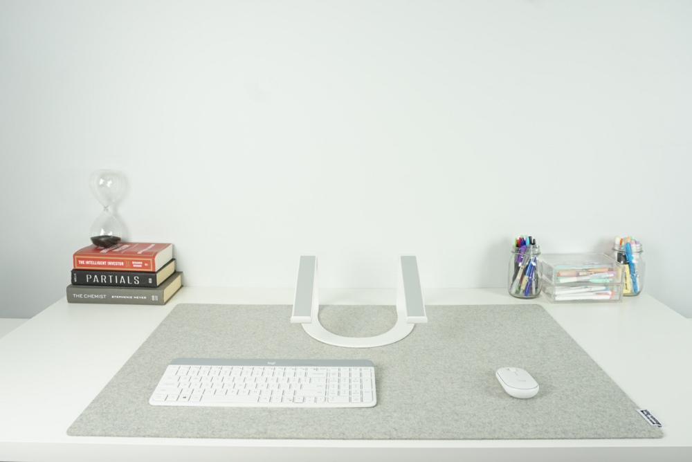 Felt Desk Pad | Computer Mat for Desk(36x12Inches) | Large Felt Desk Mat  for Keyboard and Mouse | Dark Grey