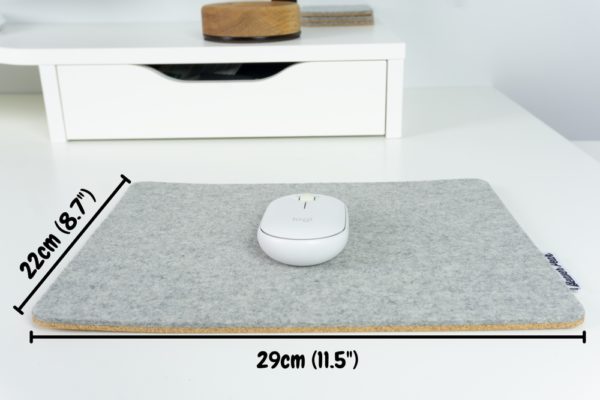 Wool and cork mousepad - with dimensions