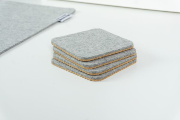 BeaverPeak Wool and Cork Coasters - Grey Set