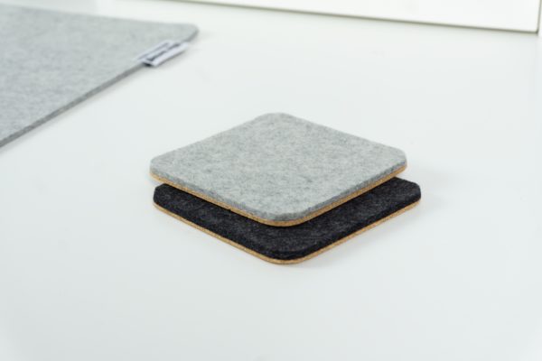 BeaverPeak Wool and Cork Coasters - Grey vs Black Comparison