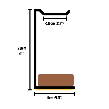 Wood headphone stand size diagram