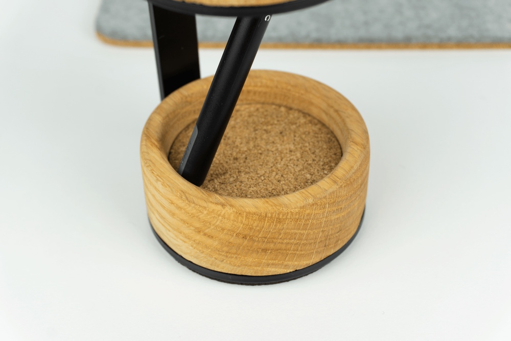 Wood Pen Holder - Close up of inner cork lining