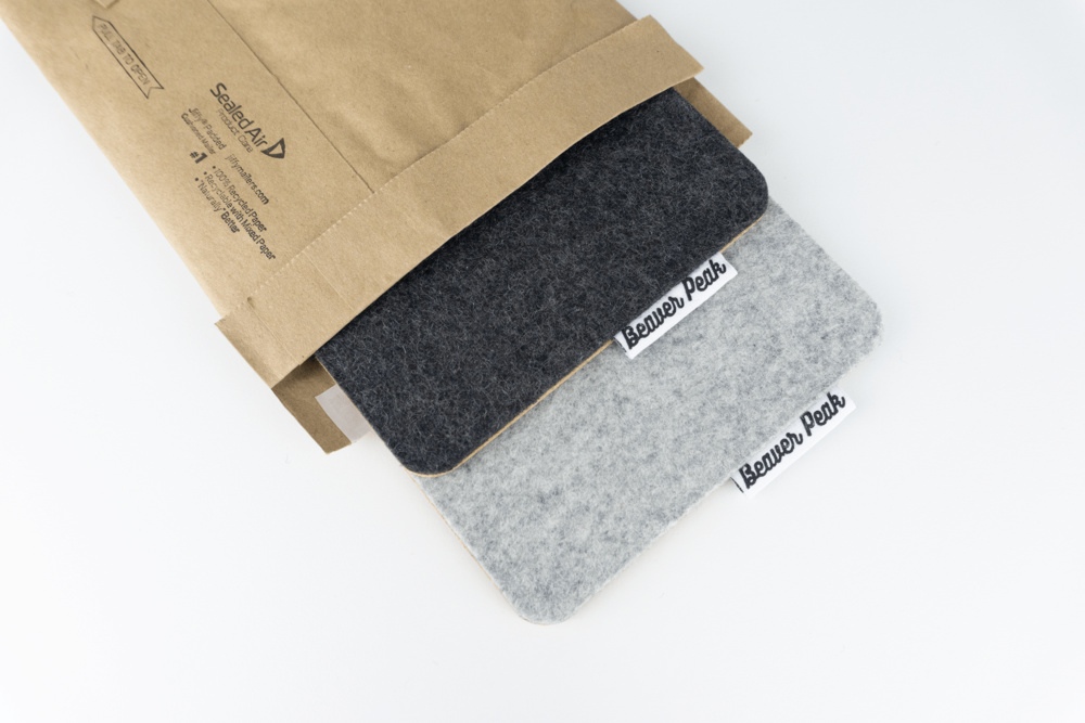 Wool phone mats - sustainable packaging
