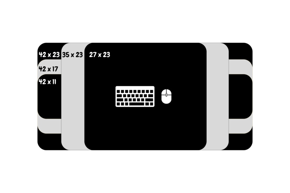 extra large wool desk mat sizes with keyboard and mouse for size comparison.