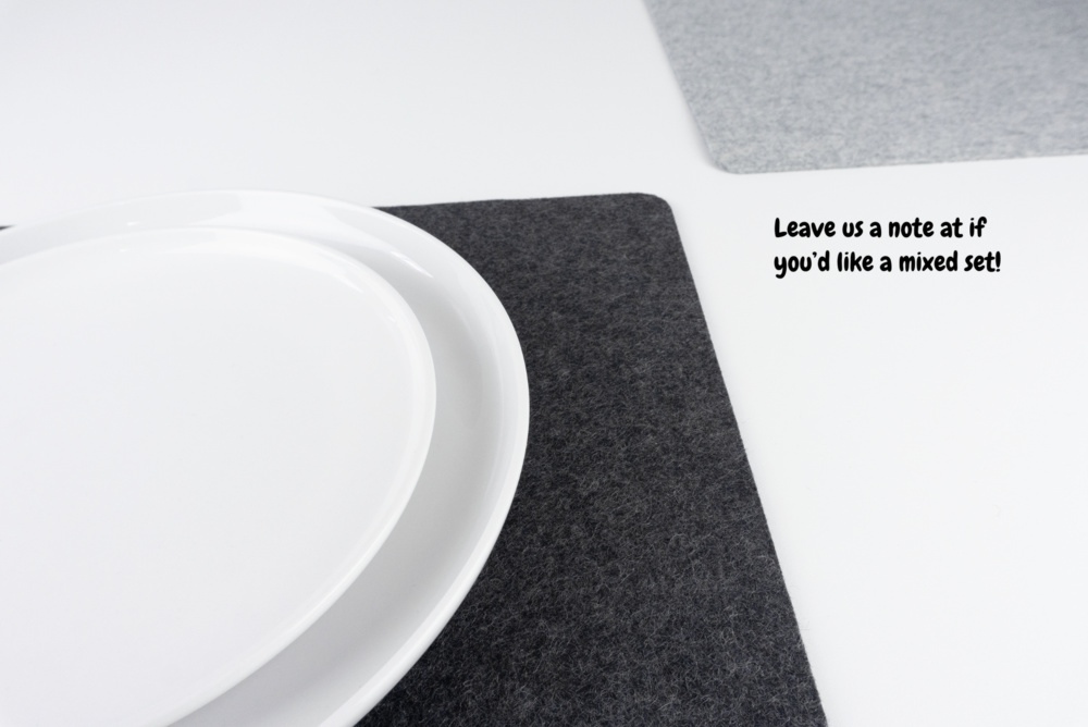 Merino wool felt placemats, available with mixed colour sets