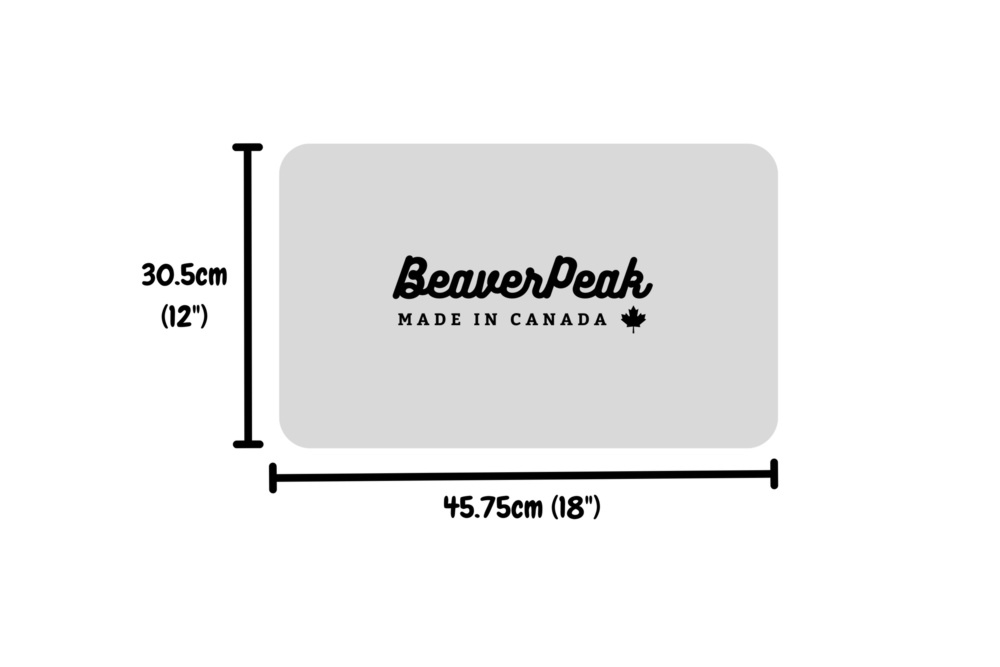 Merino wool felt placemat size diagram. Dimensions: 12 x 18 inches ( 30.5 x 45.75 cm).