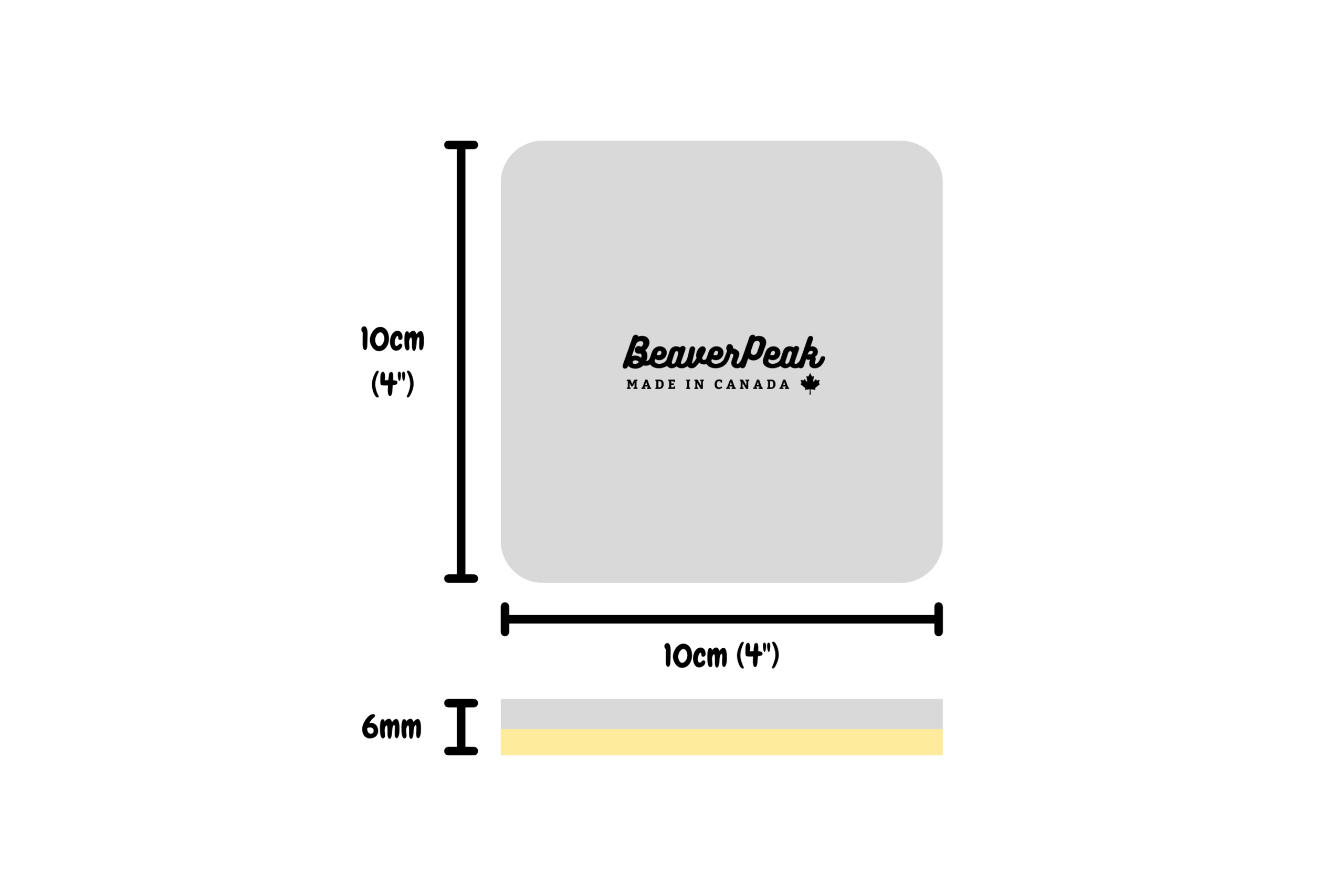 BeaverPeak wool coaster dimensions - 4 inch x 4 inch (10cm x 10cm) - 6mm thick